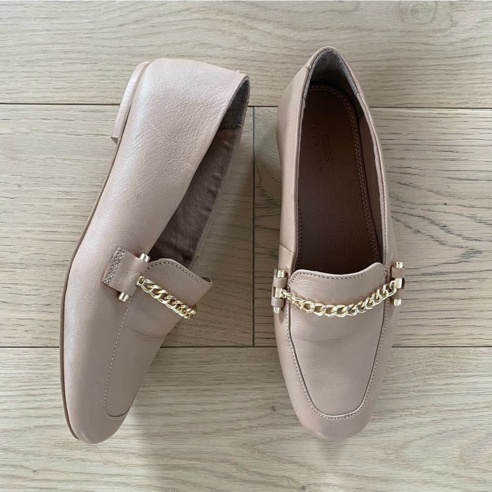 ASOS Beige Loafers with Gold Chain Detail